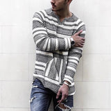 Baja Hoodie Loose Long Sleeve Leisure V-neck Stripes