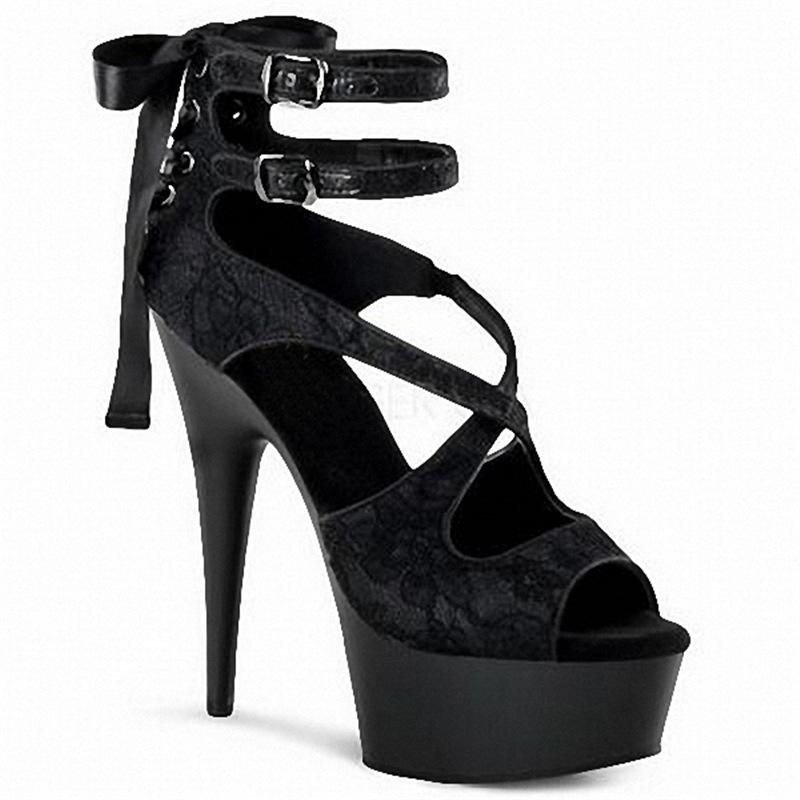 Platform Heels for Women Hollow Out 15cm High Heel Bow Bandage Sandals