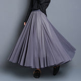 MIDI Mauve Skirt Autumn and Winter High Waist A- line Mid-Length Purple Mesh Skirt