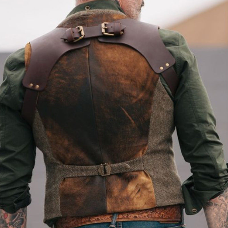 Mens Dress Vests Fashion Temperament Pure Color Open Bag Vest Man