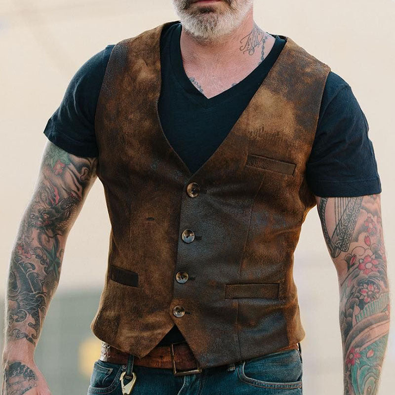 Men's Dress Vests Retro Men's Fashion Vest Jacket Men's