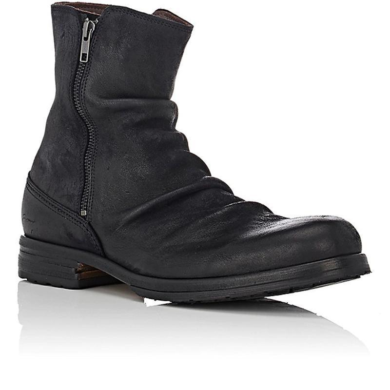 Western Shoes Fashion Squared Head Short Pure Color Casual Versatile Men's Boots