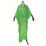 Silk Satin round Neck Wide Batwing Sleeve Robe with African Dashiki Ankara Styles Dress