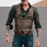 Mens Dress Vests Fashion Temperament Pure Color Open Bag Vest Man