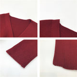 MIDI Mauve Cocktail Dress Autumn and Winter Slim-Fit Long-Sleeved Mid-Length Red Knitted Dress for Women