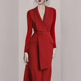 Long Sleeve Burgundy Dress Formal Winter Long Sleeve Temperament Long Formal Dress Small Suit Dress