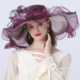 Big Hats Cute Girl Mesh Broad-Brimmed Hat Floral Flat Top Broad-Brimmed Hat