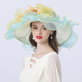 Big Hats Fashion Distinctive Rose Flower Decoration Sun Hat