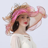 Big Hats Fashion Distinctive Rose Flower Decoration Sun Hat