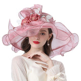 Big Hats Cute Girl Mesh Broad-Brimmed Hat Floral Flat Top Broad-Brimmed Hat