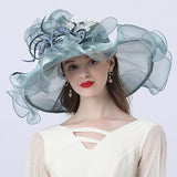 Big Hats Cute Girl Mesh Broad-Brimmed Hat Floral Flat Top Broad-Brimmed Hat
