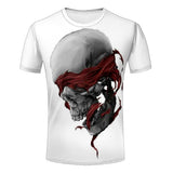 Skull Apparel 3D Black and White Skull Printed Short Sleeve