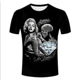 Skull Apparel 3D Black and White Skull Printed Short Sleeve