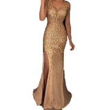 Long Homecoming Dresses Spring Fork Sequins Dress Long Dress Evening Dress