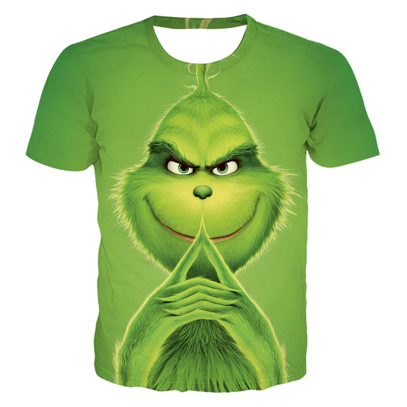 Men and Women Grinch Shirt Summer 3D Printed T-shirt Youth Short Sleeve