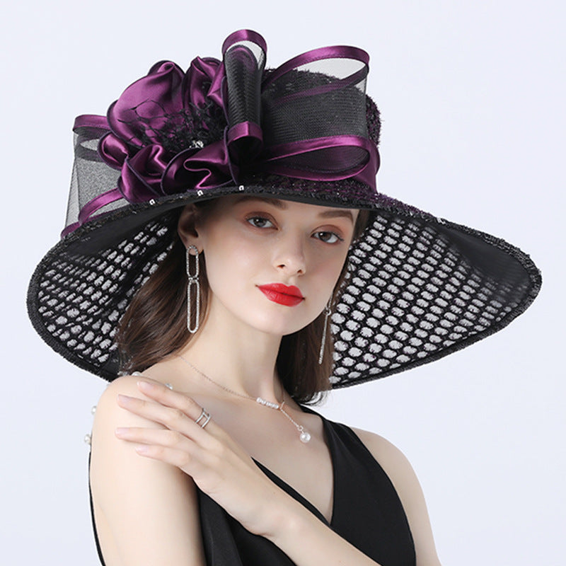 Big Hats Flower Decoration Broad-Brimmed Hat Comfortable