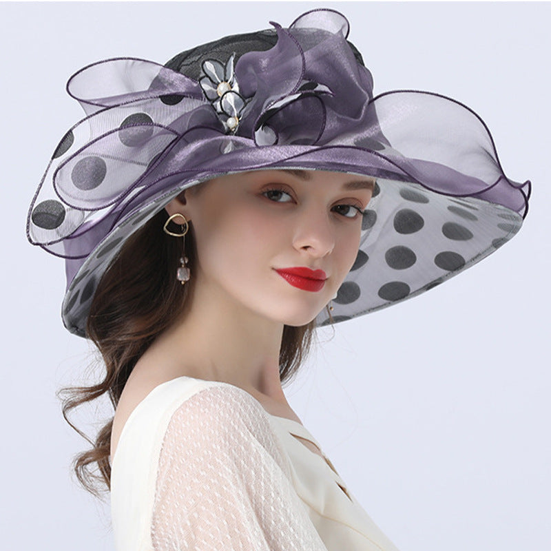 Big Hats Polka Dot Decoration Broad-Brimmed Hat Women Street Casual Sun Hat