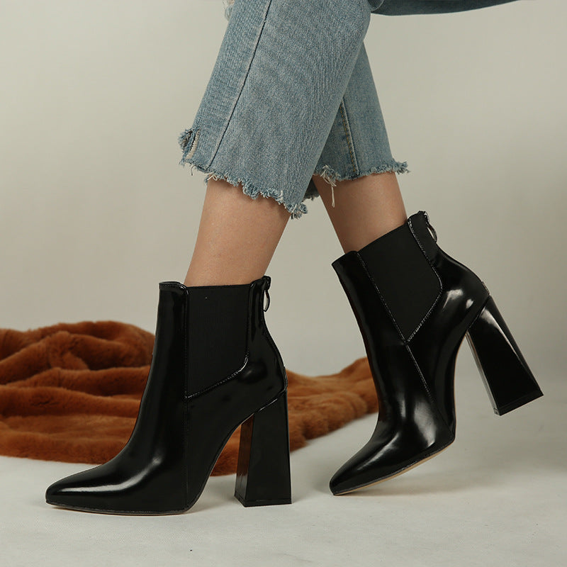Python Boots Chunky Heel Casual Fashionable Print