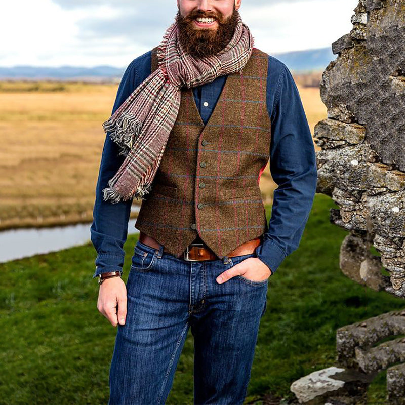 Mens Winter Coats Man Fall Outfits Mens Dress Vests Autumn Winter V-neck Single Breasted Vest Man