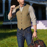 Mens Dress Vests Summer and Autumn Casual V-neck Single-Breasted Vest Jacket