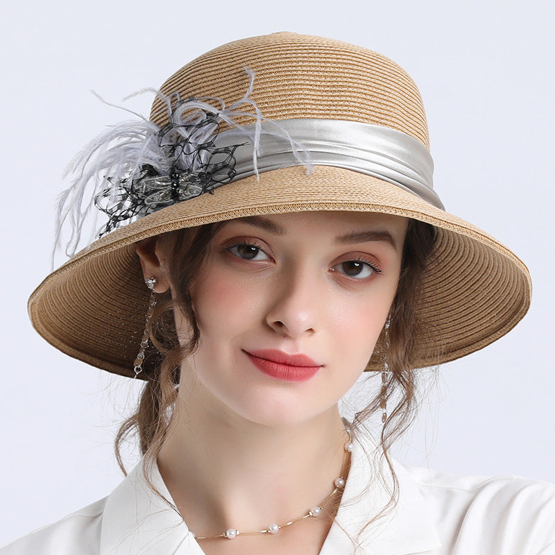 Big Hats Spring and Autumn Women's Big Brim Flower Decorative Hat