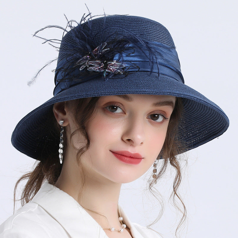 Big Hats Spring and Autumn Women's Big Brim Flower Decorative Hat