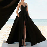 Mauve Dress Bridesmaid Summer Sexy V-neck Dress Strap Evening Dress