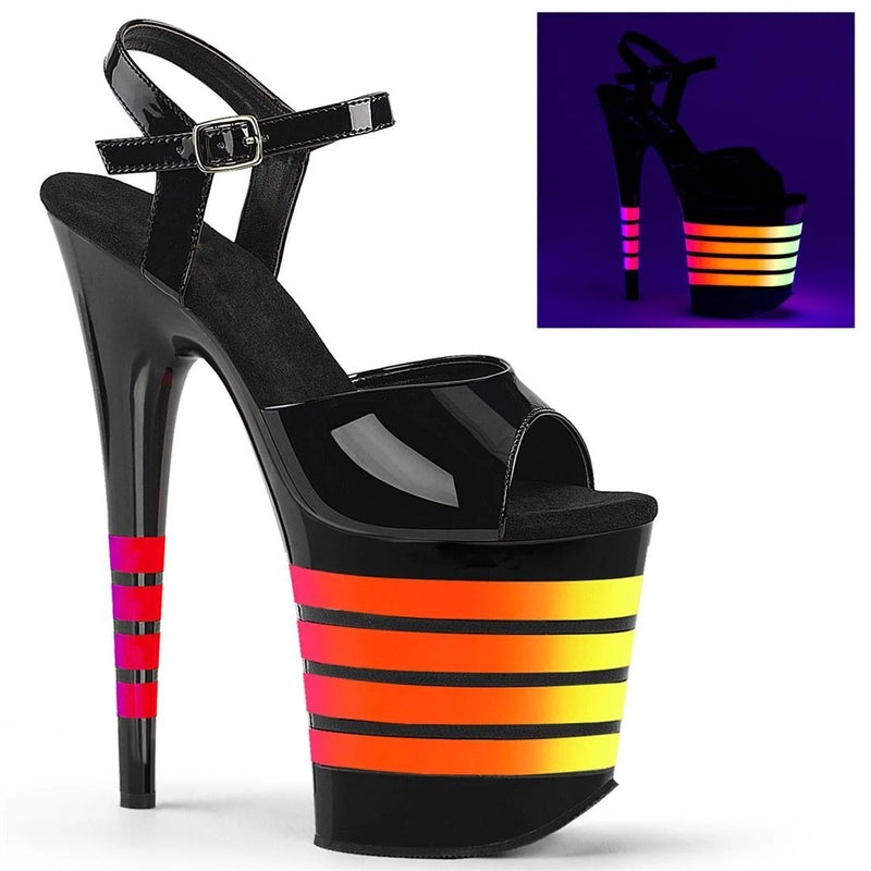 Platform Heels for Women 20cm Striped Color Block Platform High Heel Sandals