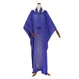 Silk Satin round Neck Wide Batwing Sleeve Robe with African Dashiki Ankara Styles Dress
