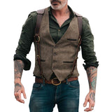 Mens Dress Vests Fashion Temperament Pure Color Open Bag Vest Man