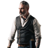 Mens Dress Vests Fashion Men's Solid Color Polo Collar Double Buckle Vest Man