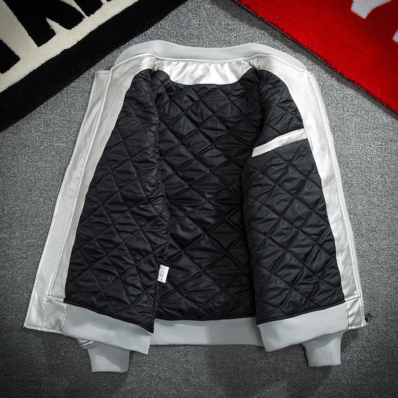 Varsity Jacket Autumn And Winter Leather Men'S Hooded Jacket Women