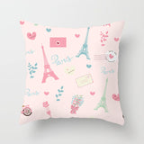 Valentine's Day Pillow Covers 4 Piece Random Styles Together, Romantic Paris Tower Hot Air Balloon Pillow Cover Home Sofa Cushion