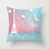Valentine's Day Pillow Covers 4 Piece Random Styles Together, Romantic Paris Tower Hot Air Balloon Pillow Cover Home Sofa Cushion