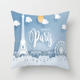 Valentine's Day Pillow Covers 4 Piece Random Styles Together, Romantic Paris Tower Hot Air Balloon Pillow Cover Home Sofa Cushion