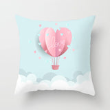 Valentine's Day Pillow Covers 4 Piece Random Styles Together, Romantic Paris Tower Hot Air Balloon Pillow Cover Home Sofa Cushion