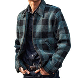 Men Winter Coats Man Fall Outfits Autumn and Winter Fashion Lapel Plaid Long-Sleeved Jacket Men's Fashion