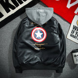 Varsity Jacket Autumn And Winter Leather Men'S Hooded Jacket Women