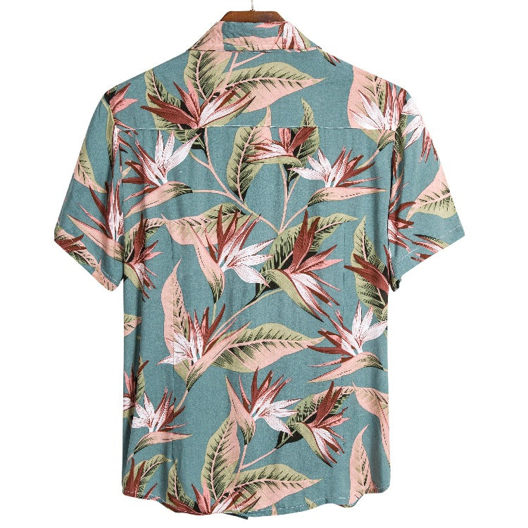 Camp Collar Shirt Striped Casual Short Sleeve Shirt