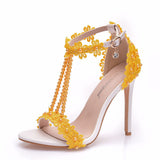 Nude Heels for Wedding Sandals Buckle Strap Shoes High Heel Sandals