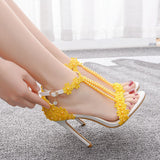 Nude Heels for Wedding Sandals Buckle Strap Shoes High Heel Sandals