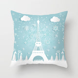 Valentine's Day Pillow Covers 4 Piece Random Styles Together, Romantic Paris Tower Hot Air Balloon Pillow Cover Home Sofa Cushion