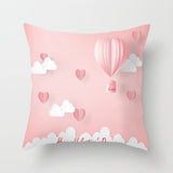 Valentine's Day Pillow Covers 4 Piece Random Styles Together, Romantic Paris Tower Hot Air Balloon Pillow Cover Home Sofa Cushion