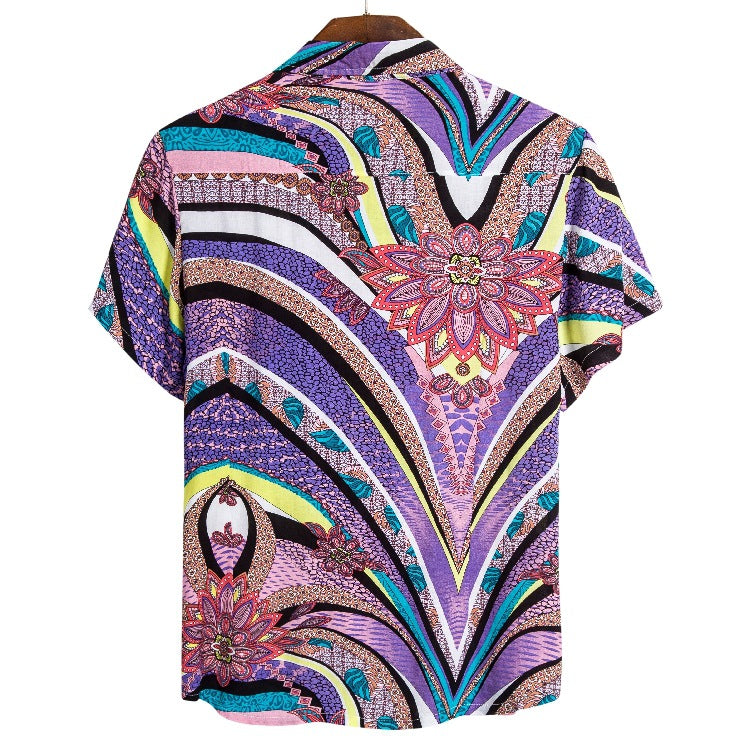 Camp Collar Shirt Floral Print Short Sleeve Shirt
