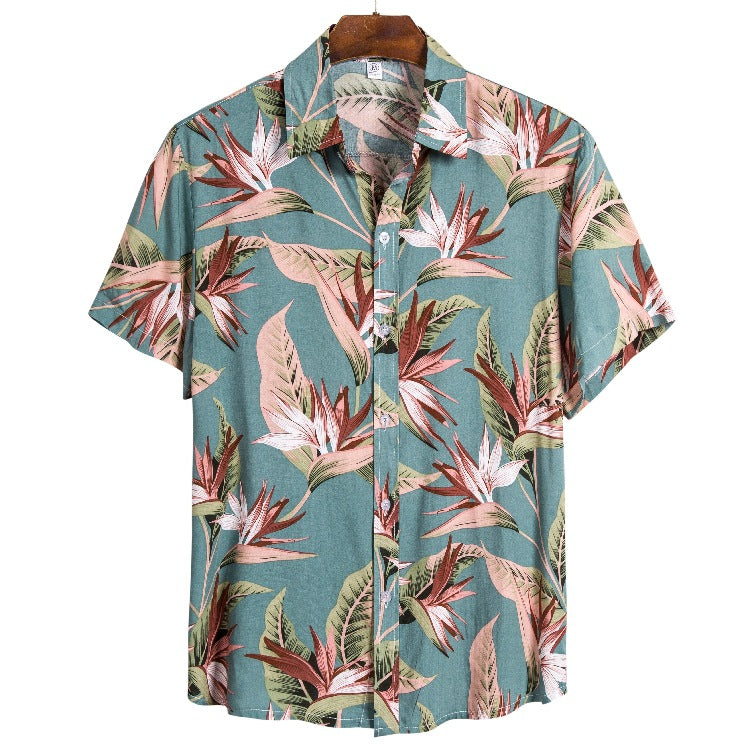 Camp Collar Shirt Striped Casual Short Sleeve Shirt