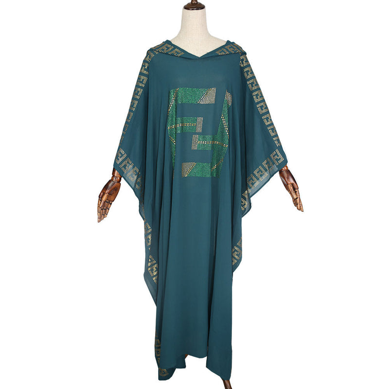 African Women's Wear Muslim Robe Batwing Sleeve Hoodie Dress African Dashiki Ankara Styles Dress
