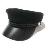 Captains Hat Black Retro Student Navy Hat Children Autumn and Winter Leisure