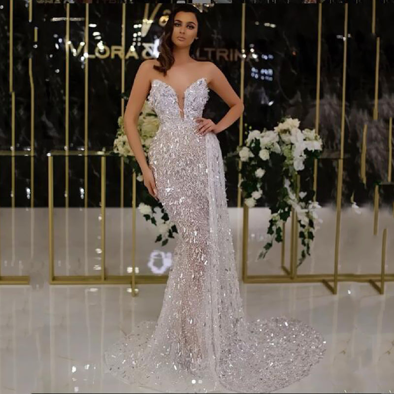 Long Homecoming Dresses Women's Sexy V-neck Hot Silver Strap Dress