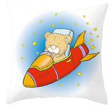 Valentine's Day Pillow Covers 4 Piece Random Styles Together, Cartoon Bear Pillow Cover Valentine's Day Love Bear Print Square Pillow Cushion Cover
