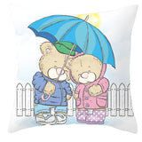 Valentine's Day Pillow Covers 4 Piece Random Styles Together, Cartoon Bear Pillow Cover Valentine's Day Love Bear Print Square Pillow Cushion Cover